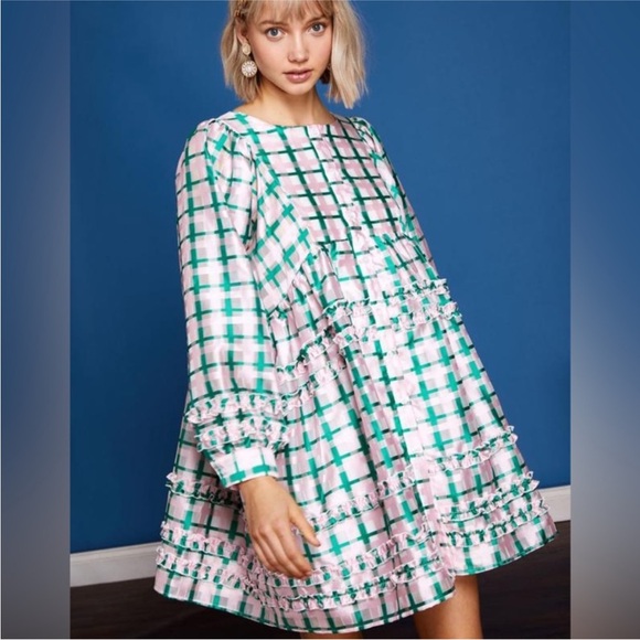 Sister Jane Dresses & Skirts - Dream Sister Jane Stuck at Sea Pink Green Plaid Dress | S